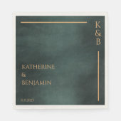 Moderne Smaragdgrüne Schwarze Hochzeit Serviette (Vorderseite)