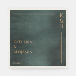 Moderne Smaragdgrüne Schwarze Hochzeit Serviette