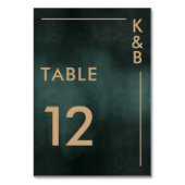 Moderne Smaragdgrüne Schwarze Hochzeit Tischnummer (Vorderseite)