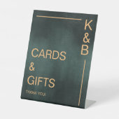 Moderne Smaragdgrüne Schwarze Karten und Geschenke Sockelschild (Vorderseite)