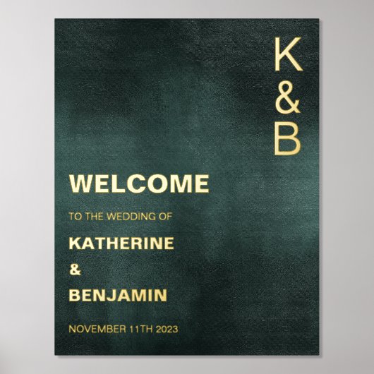 Moderne Smaragdgrüne Schwarze Willkommensgrube Foliendrucke (Vorderseite)