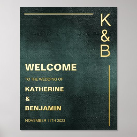 Moderne Smaragdgrüne Schwarze Willkommensgrube Foliendrucke (Vorderseite)