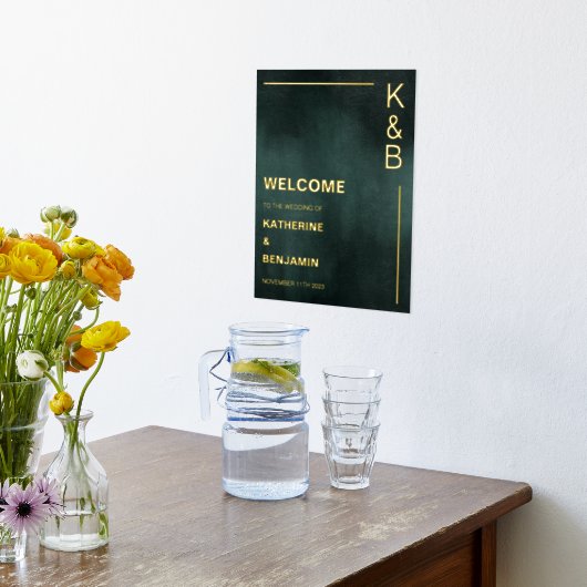 Moderne Smaragdgrüne Schwarze Willkommensgrube Foliendrucke (Ablage(Küche))