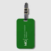 Moderne Smaragdgrüne Trendige Stylische Monogramm Gepäckanhänger (Vorderseite Vertikal)