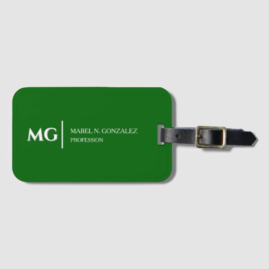 Moderne Smaragdgrüne Trendige Stylische Monogramm Gepäckanhänger (Vorderseite (Horizontal))
