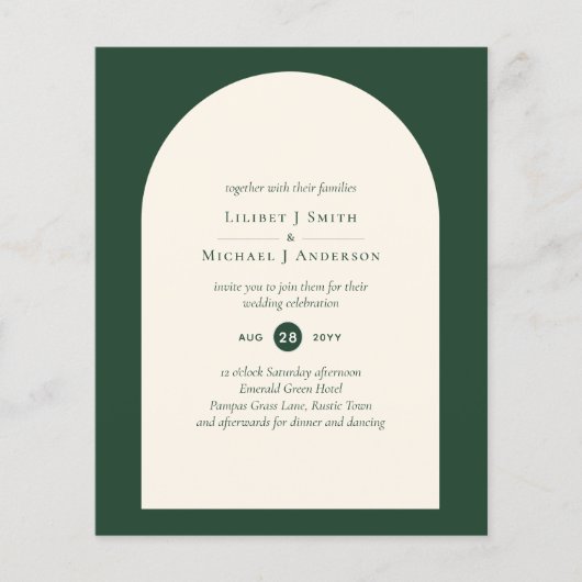 Moderne Smaragdgrüne Typografie-Hochzeit Flyer (Vorne)