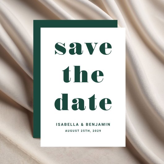Moderne Smaragdgrüne Typografie-Hochzeit Save The Date