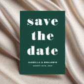 Moderne Smaragdgrüne Typografie-Hochzeit Save The Date