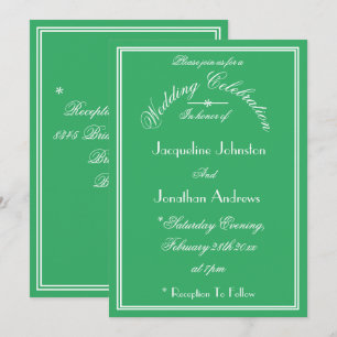 Moderne Smaragdgrüne Weiße Namen Details Hochzeit Einladung
