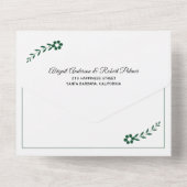 Moderne Smaragdgrüne, weiße Typografie Hochzeit All In One Einladung (Rückseite)