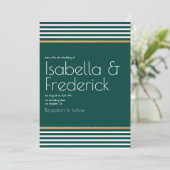Moderne Smaragdgrüne, weiße und goldene Hochzeit Einladung (Stehend Vorderseite)