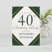 Moderne Smaragdweiße und goldene Streifen zum Gebu Einladung (Stehend Vorderseite)