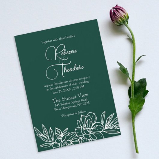 Moderne Smarald Elegante Frühjahrshochzeit Einladung