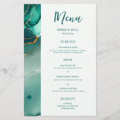 Moderne Smarald Gold Waves Elegante Beach Wedding (Vorderseite)