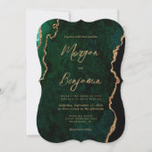 Moderne Smarald Green Agate Script-Bracket Hochzei Einladung (Vorderseite)
