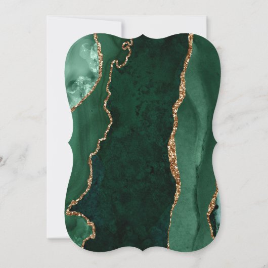 Moderne Smarald Green Agate Script-Bracket Hochzei Einladung (Rückseite)