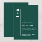 Moderne Smarald Green Bold Initials Wedding Einladung (Vorne/Hinten)
