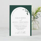 Moderne Smarald Green Botanical Script Wedding Inv Einladung (Stehend Vorderseite)