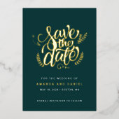 Moderne Smarald Green Calligraphy Script Wedding Folieneinladung (Vorderseite)