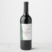 Moderne Smarald Green Gold Agate Marmorhochzeit Weinetikett (Vorderseite)