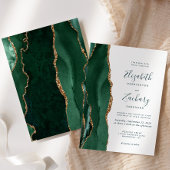 Moderne Smarald Green Gold Agate Script Hochzeit Einladung