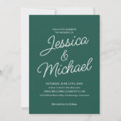 Moderne Smarald Green Ivory Script Hochzeit Einladung (Vorderseite)