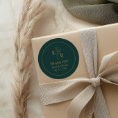 Moderne Smarald Green Monogram Wedding Danke Runder Aufkleber
