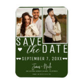 Moderne Smarald Green Save the Date 2 Foto Hochzei Magnet (Vertikal)