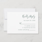 Moderne Smarald Green Script Wedding RSVP Karte (Vorderseite)