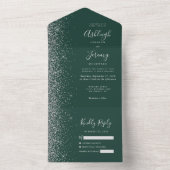 Moderne Smarald Green Silver Glitzer Wedding All In One Einladung (Innen Boden)