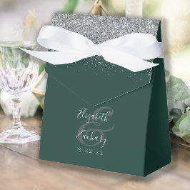 Moderne Smarald Green Silver Glitzer Wedding Geschenkschachtel