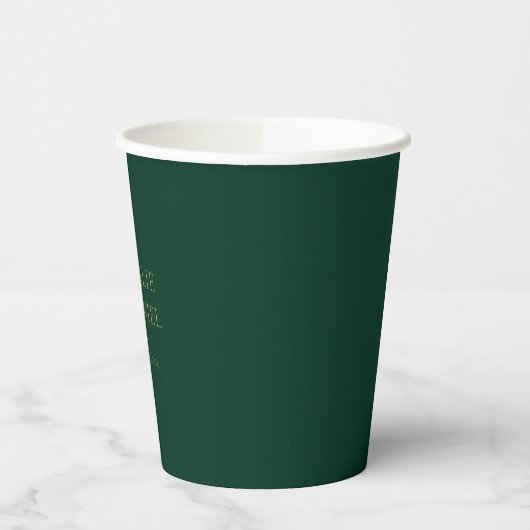 Moderne Smarald Green und Gold Chic Wedding Pappbecher (Links)