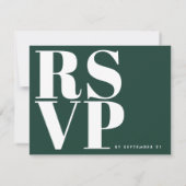 Moderne Smarald Green White Bold Minimalistische H RSVP Karte (Rückseite)