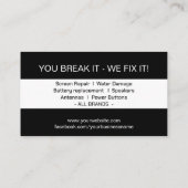 Moderne Smartphone-Reparatur in Schwarzweiß Visitenkarte (Rückseite)