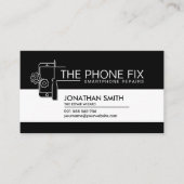 Moderne Smartphone-Reparatur in Schwarzweiß Visitenkarte (Vorderseite)