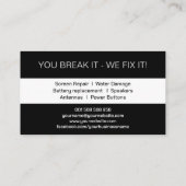 Moderne Smartphone-Reparatur in Schwarzweiß Visitenkarte (Rückseite)