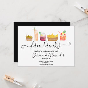 Moderne Snacks Cocktails Aquarell Save the Date