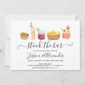 Moderne Snacks Cocktails Aquarellpaare Dusche Einladung (Vorderseite)