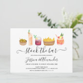 Moderne Snacks Cocktails Aquarellpaare Dusche Einladung (Stehend Vorderseite)