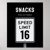 Moderne Snacks Schild 16. Geburtstag Geschwindigke (Vorne)