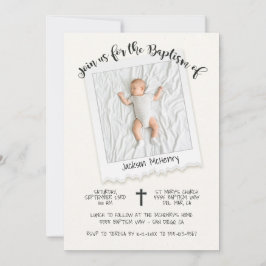 Moderne Snap Shot Foto Taufe Einladung