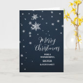 Moderne Snow Sister & Familie Frohe Weihnachten Karte (Gelbe Blume)