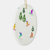 Moderne Snowboarder Snowboarden Illustration Keramik Ornament (Rechts)