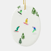 Moderne Snowboarder Snowboarden Illustration Keramik Ornament (Hinten)