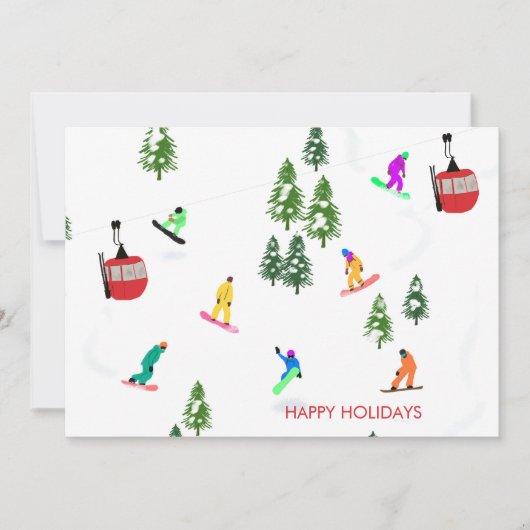 Moderne Snowboarder Snowboarder-Holiday Card Feiertagskarte (Vorderseite)