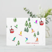 Moderne Snowboarder Snowboarder-Holiday Card Feiertagskarte (Stehend Vorderseite)
