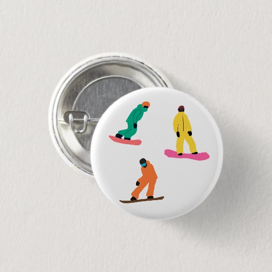 Moderne Snowboarder Winter Illustration Button (Vorne & Hinten)