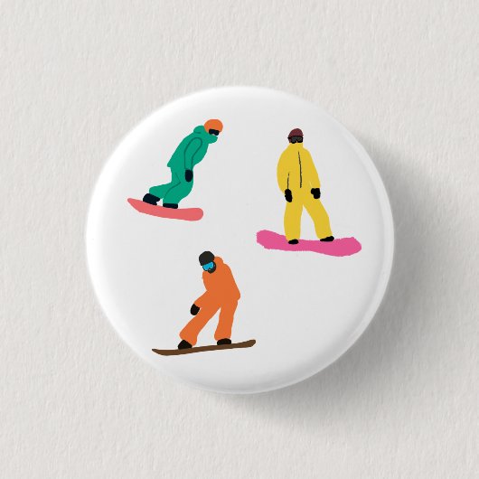 Moderne Snowboarder Winter Illustration Button (Vorderseite)