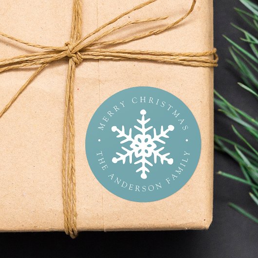 Moderne Snowflake Blue Frost Holiday Sticker