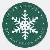 Moderne Snowflake Green Holiday Sticker (Vorderseite)
